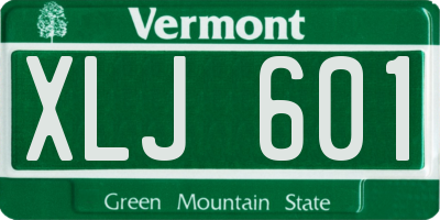 VT license plate XLJ601