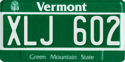 VT license plate XLJ602