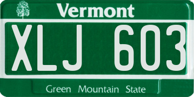 VT license plate XLJ603