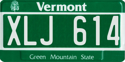 VT license plate XLJ614