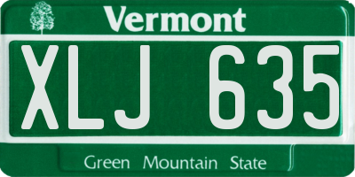 VT license plate XLJ635