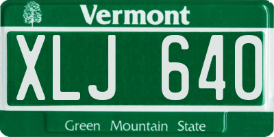 VT license plate XLJ640