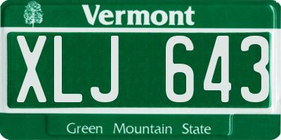 VT license plate XLJ643