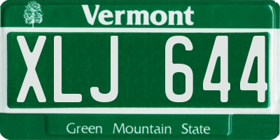 VT license plate XLJ644