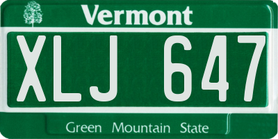 VT license plate XLJ647