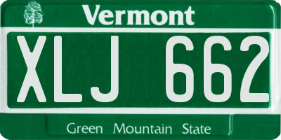 VT license plate XLJ662