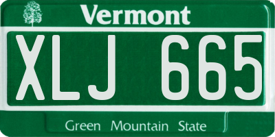 VT license plate XLJ665