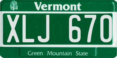 VT license plate XLJ670