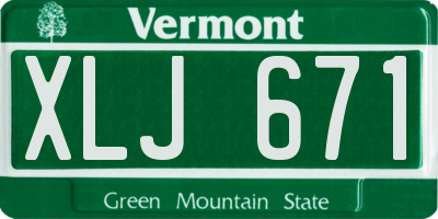VT license plate XLJ671