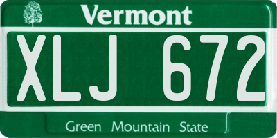 VT license plate XLJ672