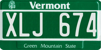 VT license plate XLJ674