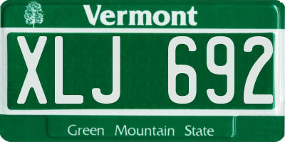 VT license plate XLJ692
