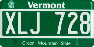 VT license plate XLJ728