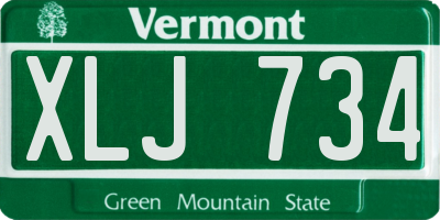VT license plate XLJ734