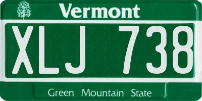 VT license plate XLJ738