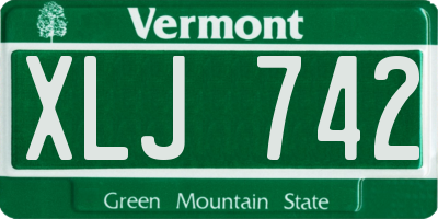VT license plate XLJ742