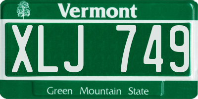 VT license plate XLJ749