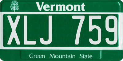 VT license plate XLJ759