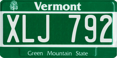 VT license plate XLJ792