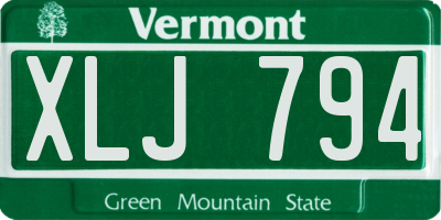 VT license plate XLJ794