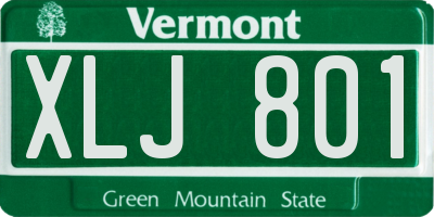 VT license plate XLJ801