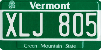 VT license plate XLJ805