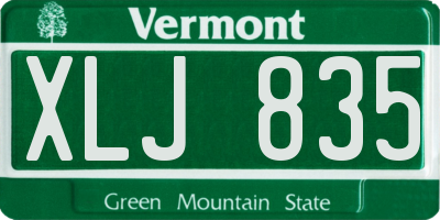 VT license plate XLJ835