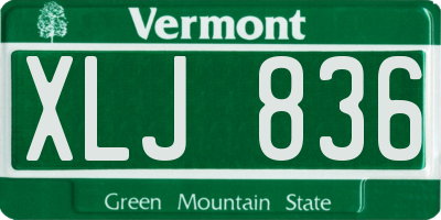 VT license plate XLJ836