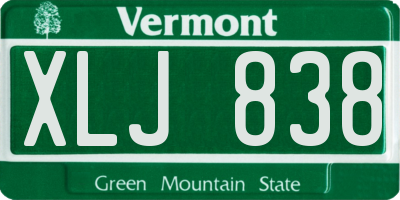 VT license plate XLJ838