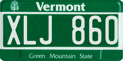 VT license plate XLJ860
