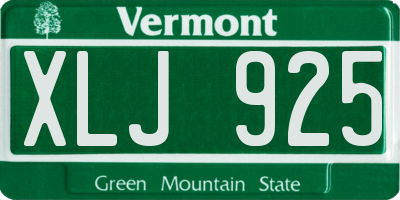 VT license plate XLJ925
