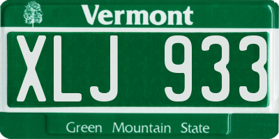 VT license plate XLJ933