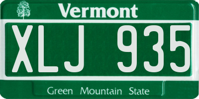 VT license plate XLJ935
