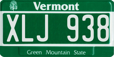 VT license plate XLJ938