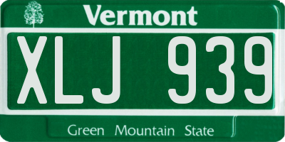 VT license plate XLJ939