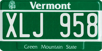 VT license plate XLJ958