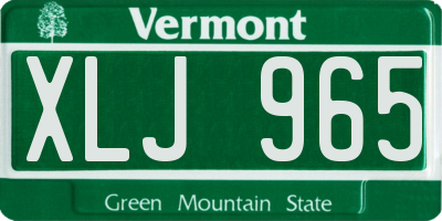VT license plate XLJ965