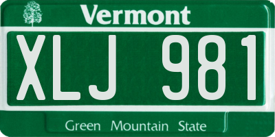 VT license plate XLJ981