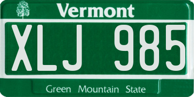 VT license plate XLJ985