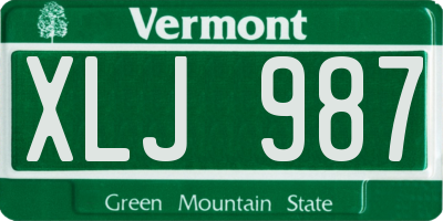 VT license plate XLJ987