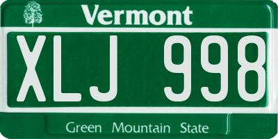 VT license plate XLJ998