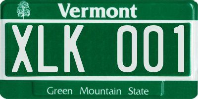 VT license plate XLK001