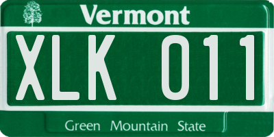 VT license plate XLK011