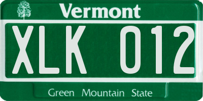 VT license plate XLK012