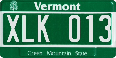VT license plate XLK013