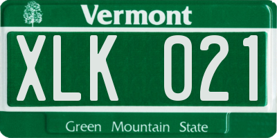 VT license plate XLK021