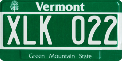 VT license plate XLK022