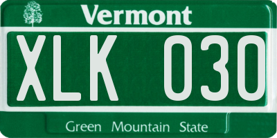 VT license plate XLK030