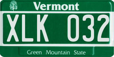 VT license plate XLK032