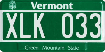 VT license plate XLK033